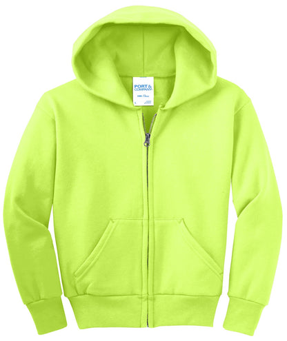 Youth Core Fleece Full-Zip Hoodie - Neon Yellow