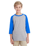 Youth Heavy Cotton��� 3/4-Raglan Sleeve T-Shirt - Sport Gray / Royal