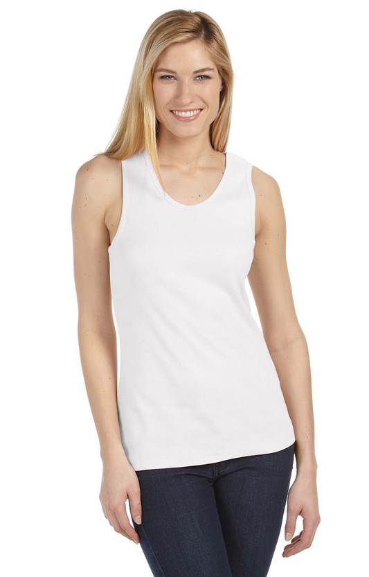 Women's Missy Widestrap Baby Rib Tank - White