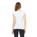 Women's Sheer Mini Rib Cap-Sleeve Deep V-Neck T-Shirt - Pale Blue