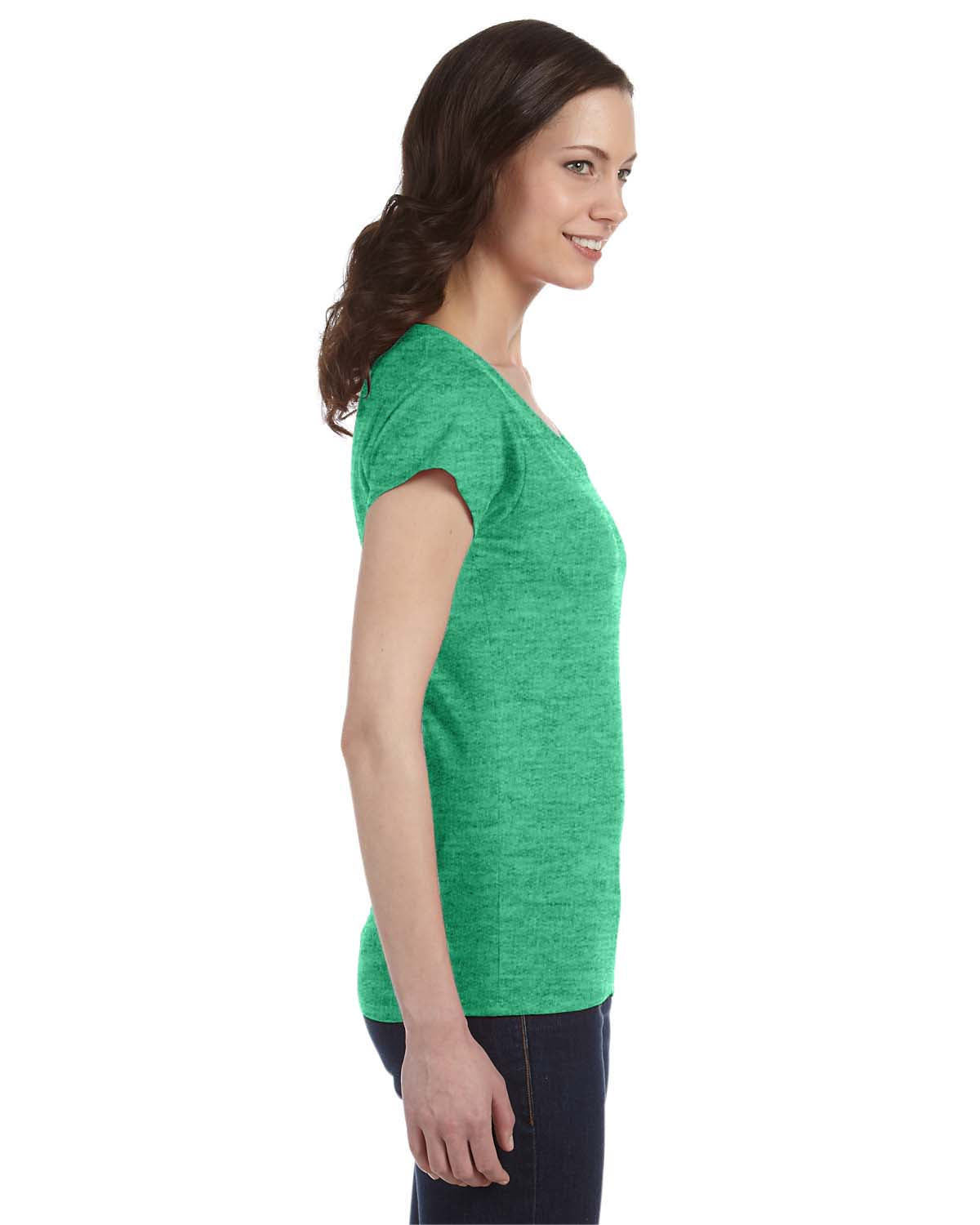 Women's SoftStyle® Fitted V-Neck T-Shirt - Heather Irish Green