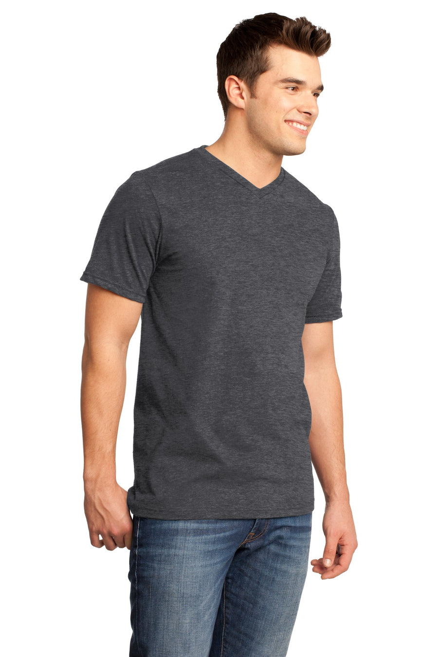 Unisex Very Important Tee V-Neck - Heather Charcoal