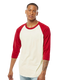Tultex 0245TC - Unisex Fine Jersey Raglan Tee - Vintage White/ Rio Red