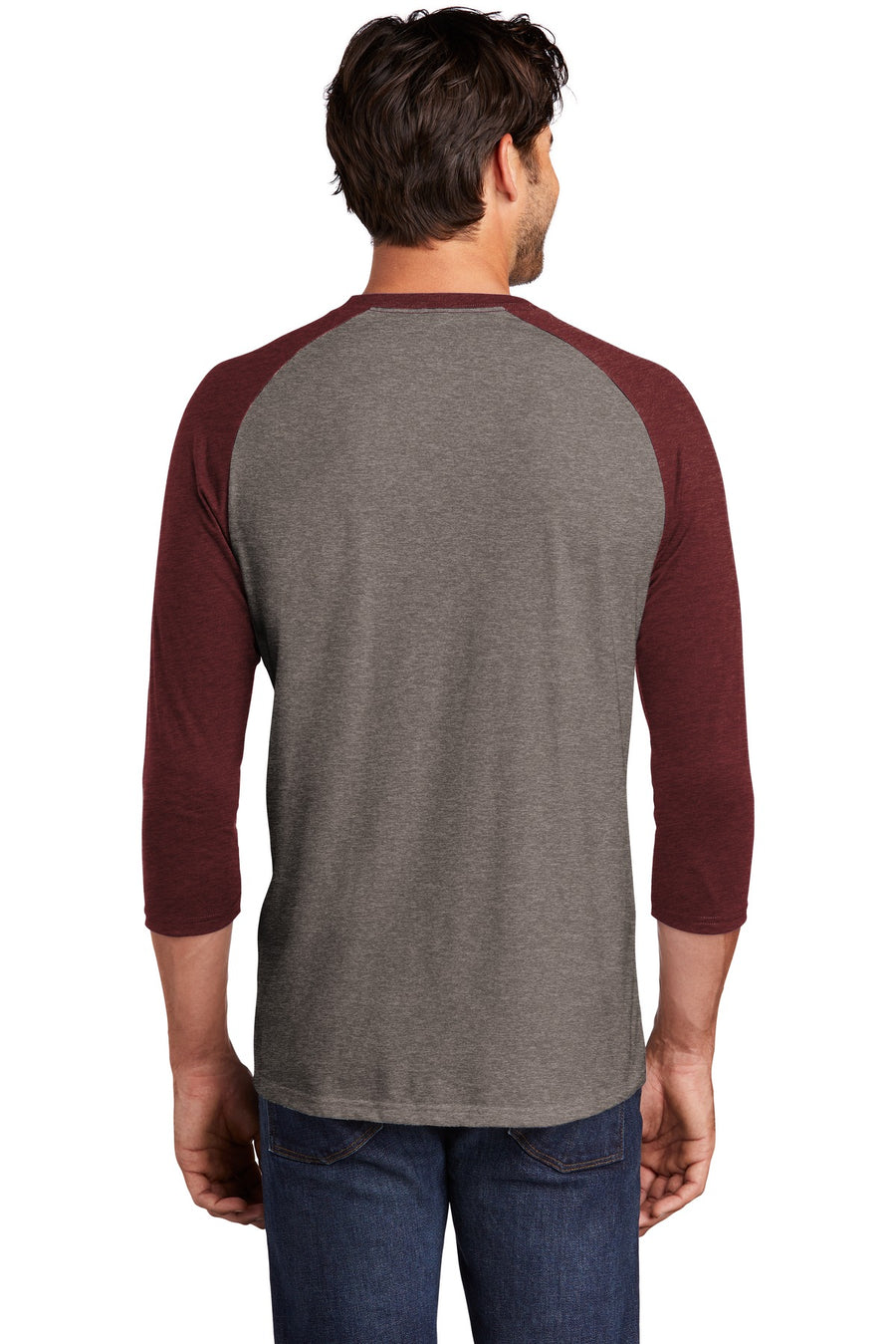 Unisex Perfect Tri 3/4-Sleeve Raglan - Maroon Fr / Gray French