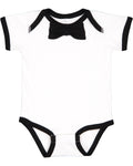 Infant Baby Rib Bow Tie Bodysuit - White / Black