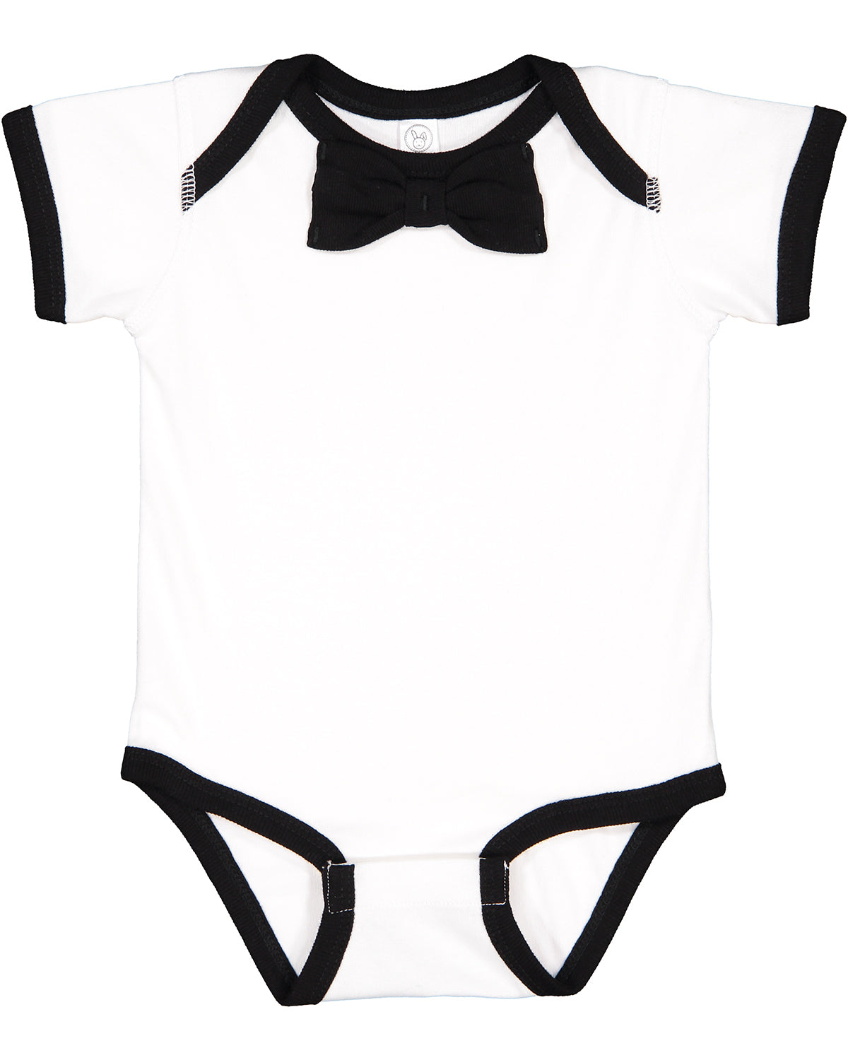 Infant Baby Rib Bow Tie Bodysuit - White / Black
