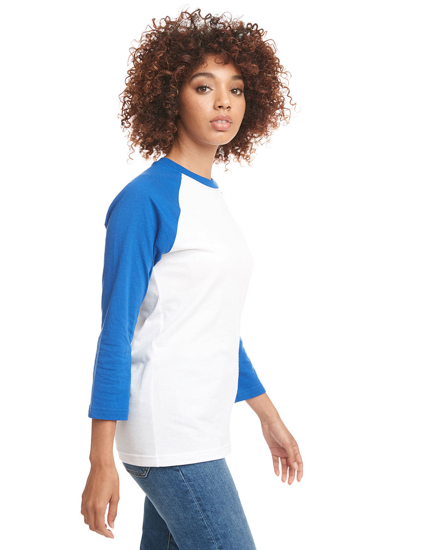 Unisex CVC 3/4 Sleeve Raglan Baseball T-Shirt - Royal / White