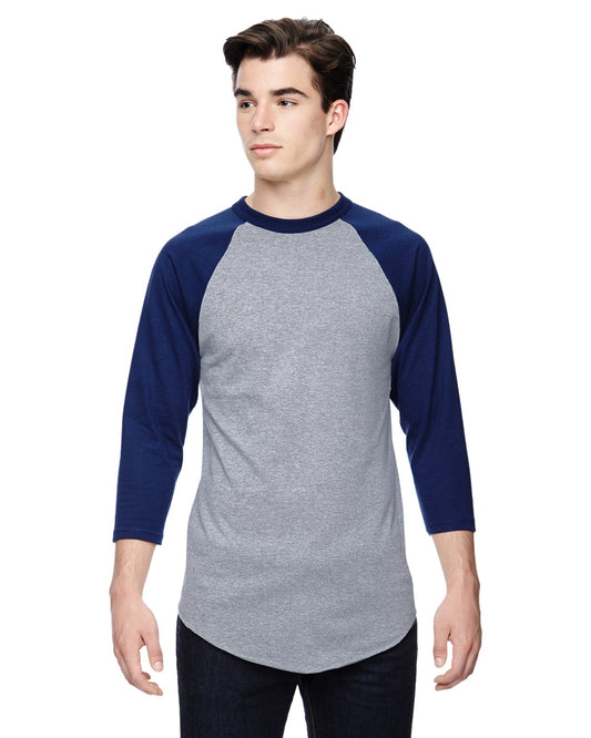 Unisex 3/4-Sleeve Baseball Jersey - Athletic Heather / Navy