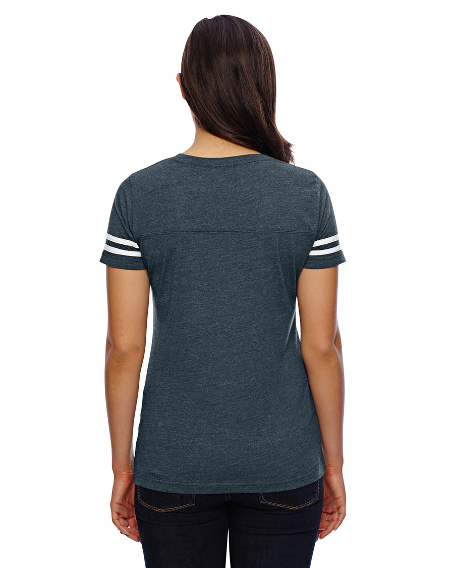Women's Football T-Shirt - Vintage Navy / Blend White