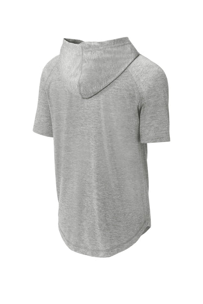Unisex PosiCharge Tri-Blend Wicking Short Sleeve Hoodie - Light Gray Heather