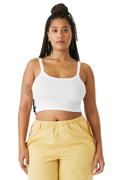 Women's Micro Ribbed Scoop Tank - Solid White Blend