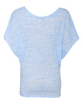 Women's Flowy Draped Sleeve Dolman T-Shirt - Blue Marble