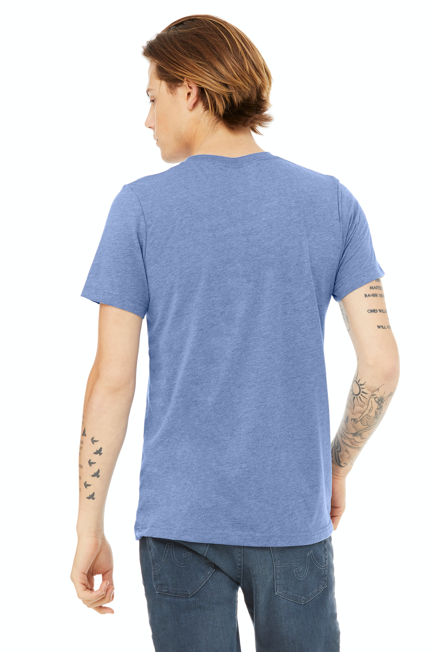 Unisex Triblend V-Neck T-Shirt - Blue Triblend
