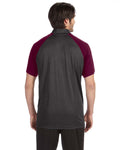 Unisex Performance Three-Button Raglan Polo - Dark Gray Heather / Sport Mr