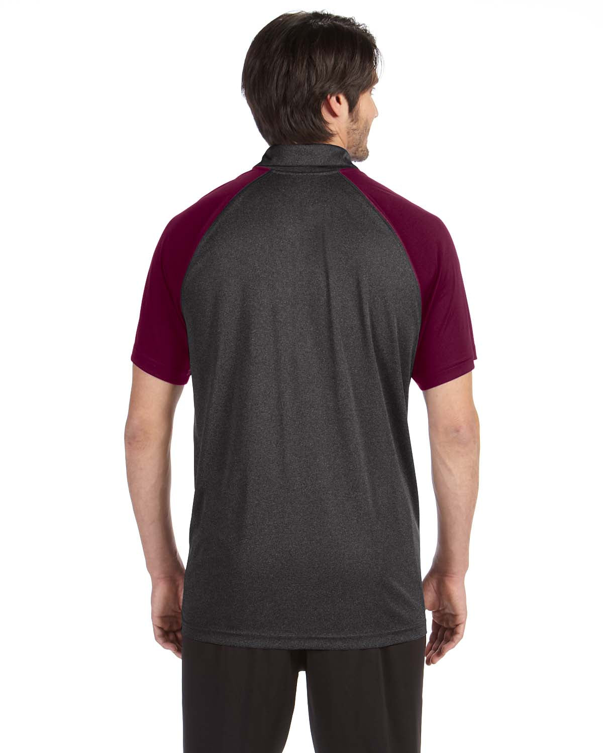 Unisex Performance Three-Button Raglan Polo - Dark Gray Heather / Sport Mr