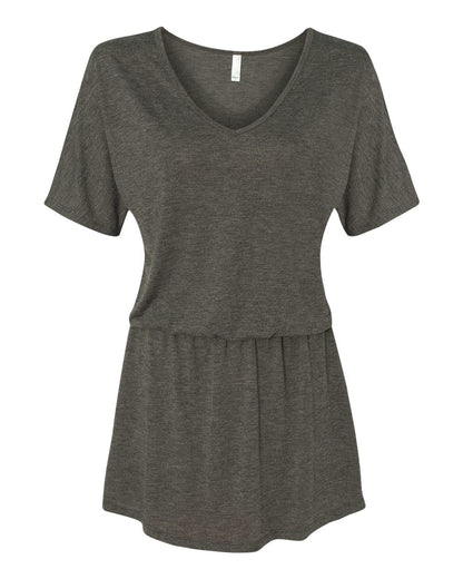 Women's Flowy V-Neck Dress - Heather Dark Gray