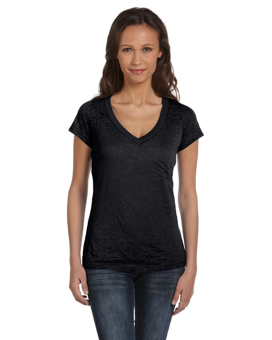 Women's Burnout V-Neck Tee - Black