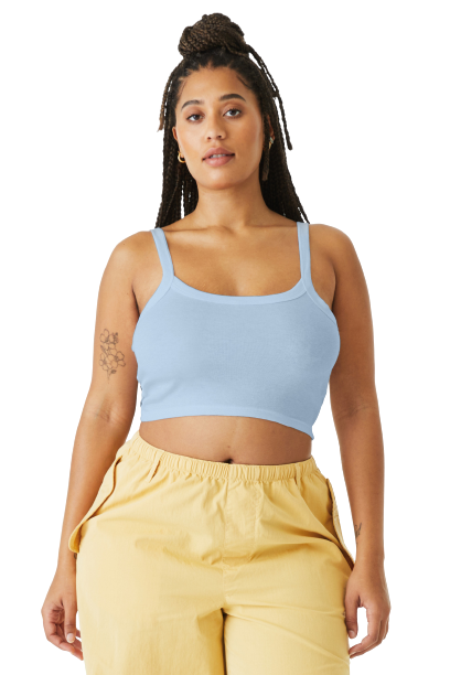 Women's Micro Ribbed Scoop Tank - Solid Baby Blue Blend