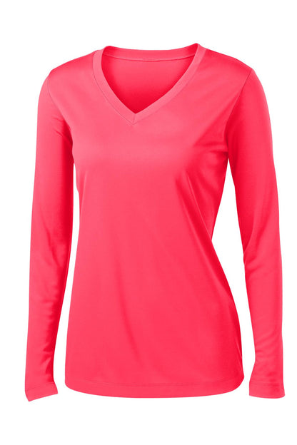 Women's Long Sleeve PosiCharge Competitor V-Neck Tee - Hot Coral