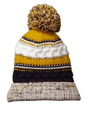 Pom Pom Team Beanie - True Navy / Gold / White