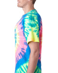 Unisex Multi-Color Spiral Short Sleeve T-Shirt - Fluorescent Rainbow Swirl