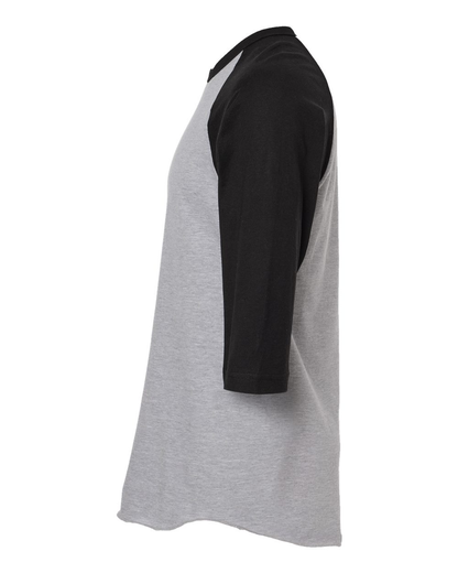 Unisex Fine Jersey Raglan Tee - Heather Gray / Black