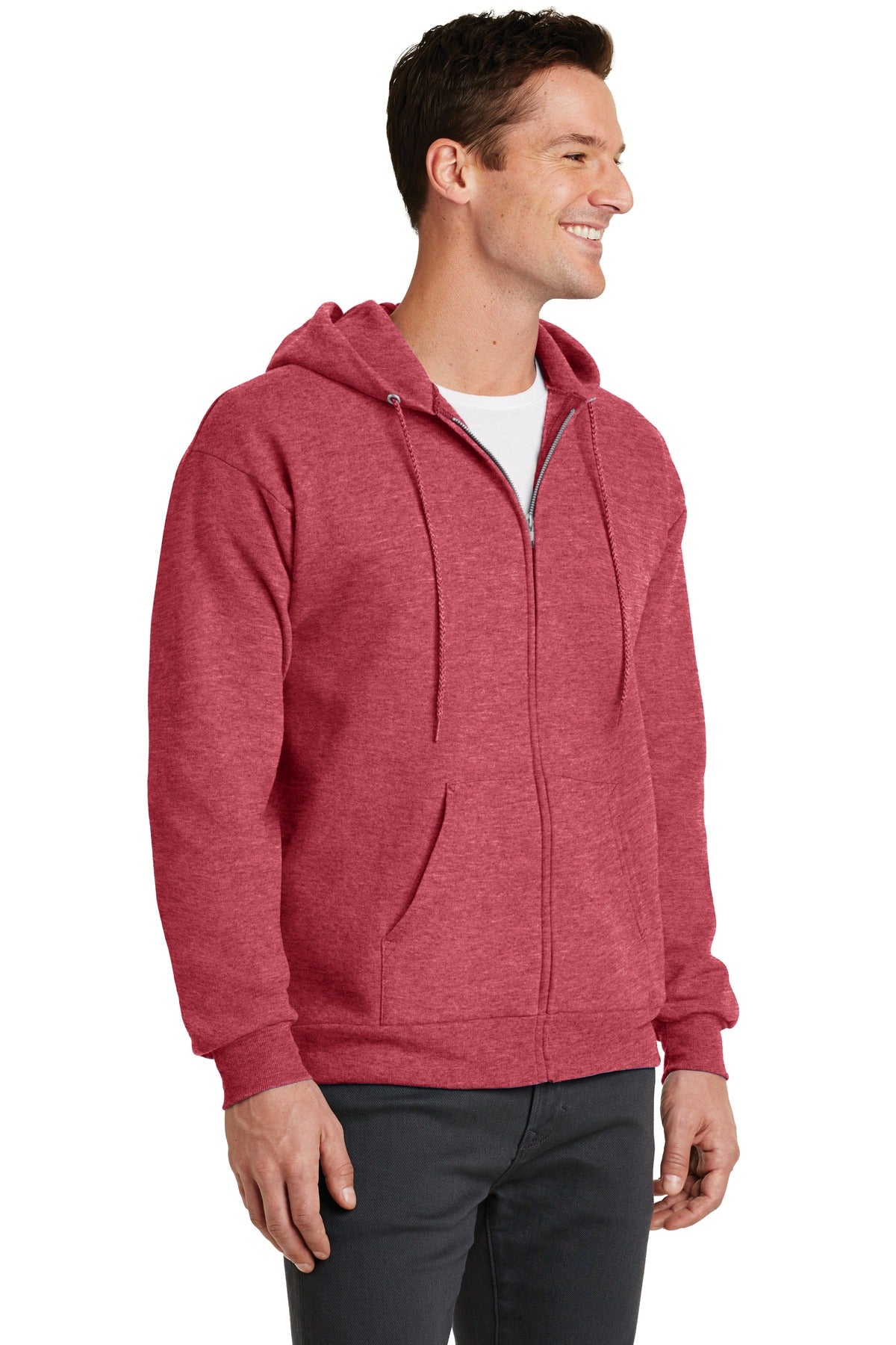 Unisex Core Fleece Full-Zip Hoodie - Heather Red