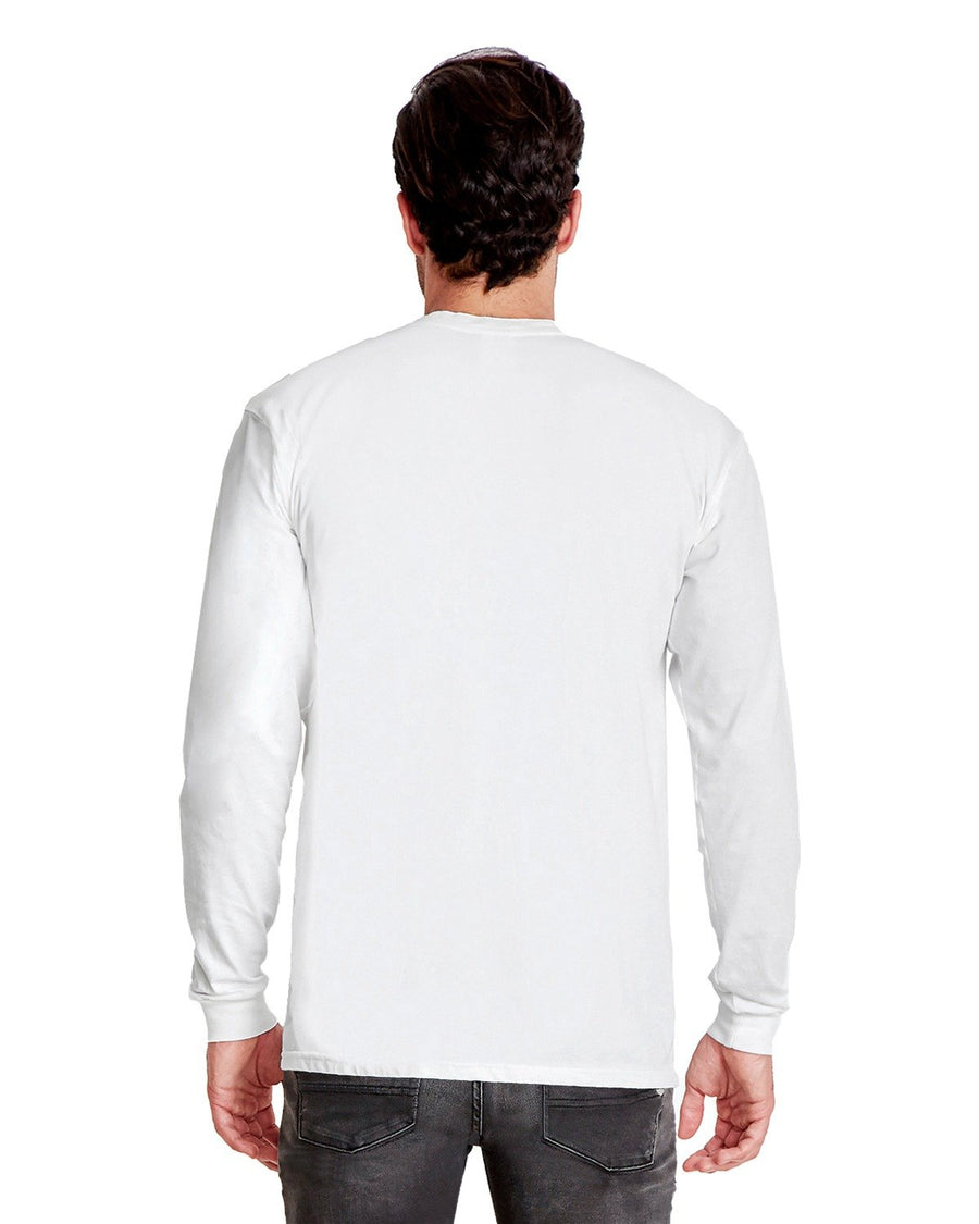 Unisex Inspired Dye Long-Sleeve Crew with Pocket - White