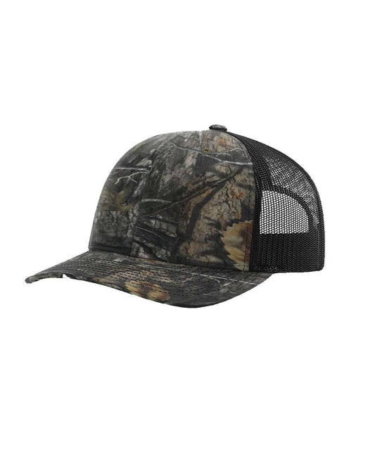 Patterned Snapback Trucker Cap - Mossy Oak Country DNA/ Black