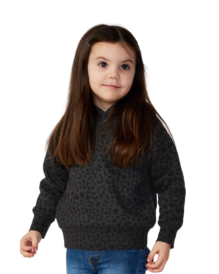 Toddler Pullover Fleece Hoodie - Black Leopard