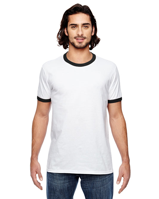 Unisex Lightweight Ringer T-Shirt - White Black